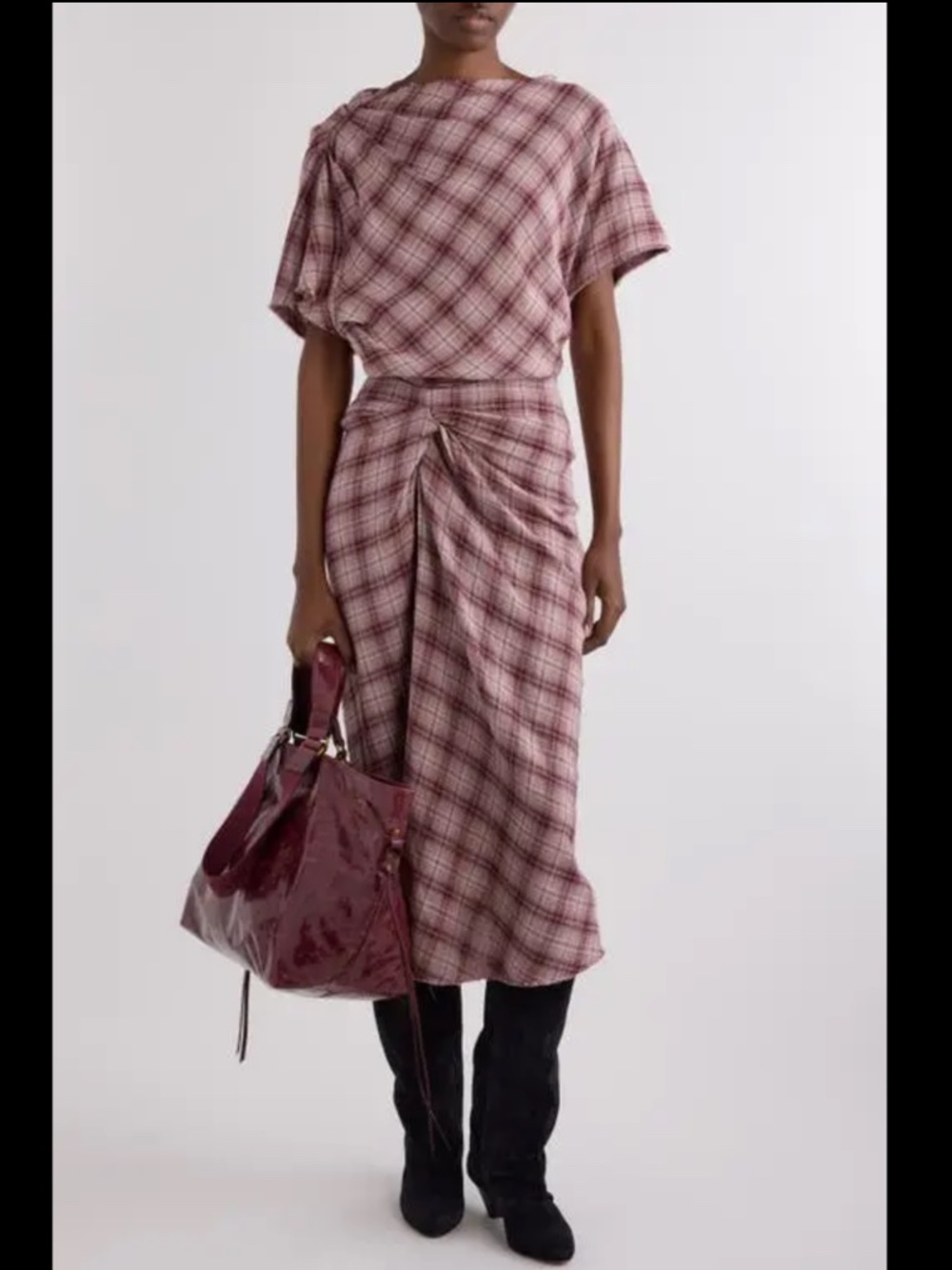 ISABEL MARANT  Nicole Plaid Cotton Midi Skirt